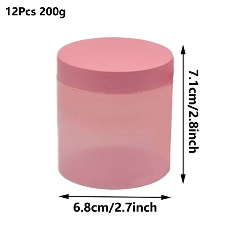 12 pezzi 100-250g barattolo di plastica PET rosa con coperchio a vite contenitori vuoti per crema per il viso comstica vasetti per campioni da viaggio bottiglie riutilizzabili