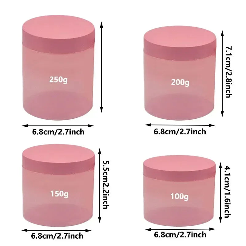 12 pezzi 100-250g barattolo di plastica PET rosa con coperchio a vite contenitori vuoti per crema per il viso comstica vasetti per campioni da viaggio bottiglie riutilizzabili