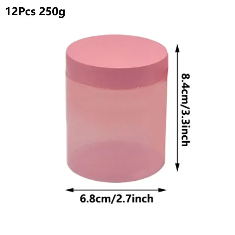 12 pezzi 100-250g barattolo di plastica PET rosa con coperchio a vite contenitori vuoti per crema per il viso comstica vasetti per campioni da viaggio bottiglie riutilizzabili