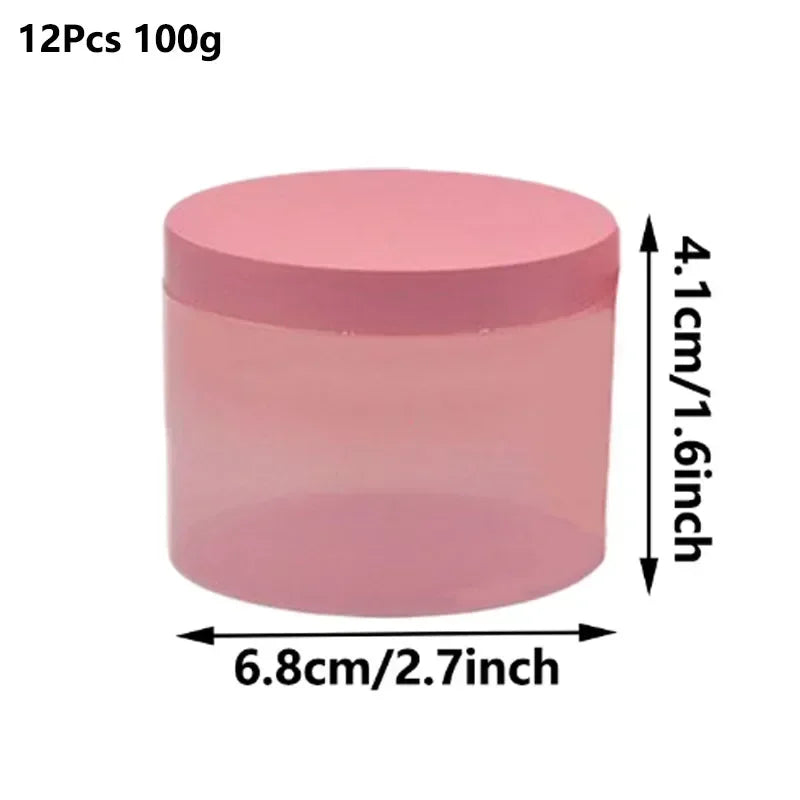 12 pezzi 100-250g barattolo di plastica PET rosa con coperchio a vite contenitori vuoti per crema per il viso comstica vasetti per campioni da viaggio bottiglie riutilizzabili