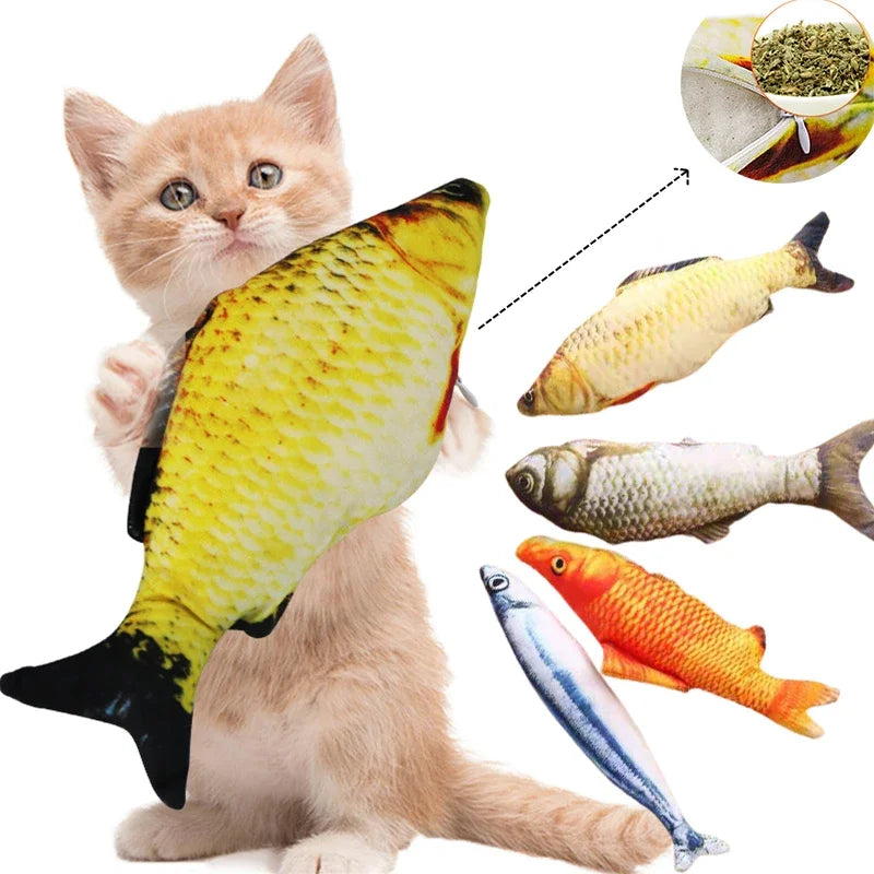 20/30/40 Creativo Giocattolo Del Gatto 3d Pesce Simulazione Morbido Peluche Anti-Mordere Erba Gatta Interazione Da Masticare Gatto Finto Pesce Giocattolo Accessori Per Animali Domestici