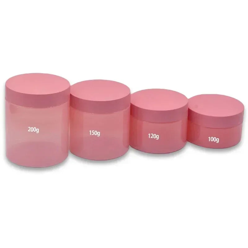 12 pezzi 100-250g barattolo di plastica PET rosa con coperchio a vite contenitori vuoti per crema per il viso comstica vasetti per campioni da viaggio bottiglie riutilizzabili