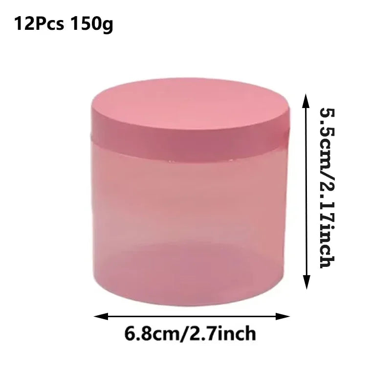 12 pezzi 100-250g barattolo di plastica PET rosa con coperchio a vite contenitori vuoti per crema per il viso comstica vasetti per campioni da viaggio bottiglie riutilizzabili