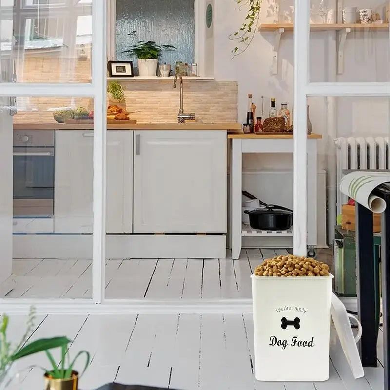 Contenitore per alimenti per animali domestici Contenitore per contenitori per alimenti per animali domestici Secchio per alimenti per cani portatile in metallo per alimenti per animali domestici Compresse Detersivo per bucat